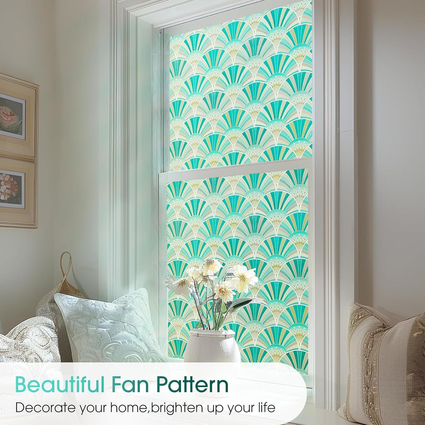 Beautyhero Window Privacy Film, Frosted Reeded Glass Cling, 3D Decorative Coverings with UV Blocking, Static Cling Tint for Bathroom Doors Cabinet