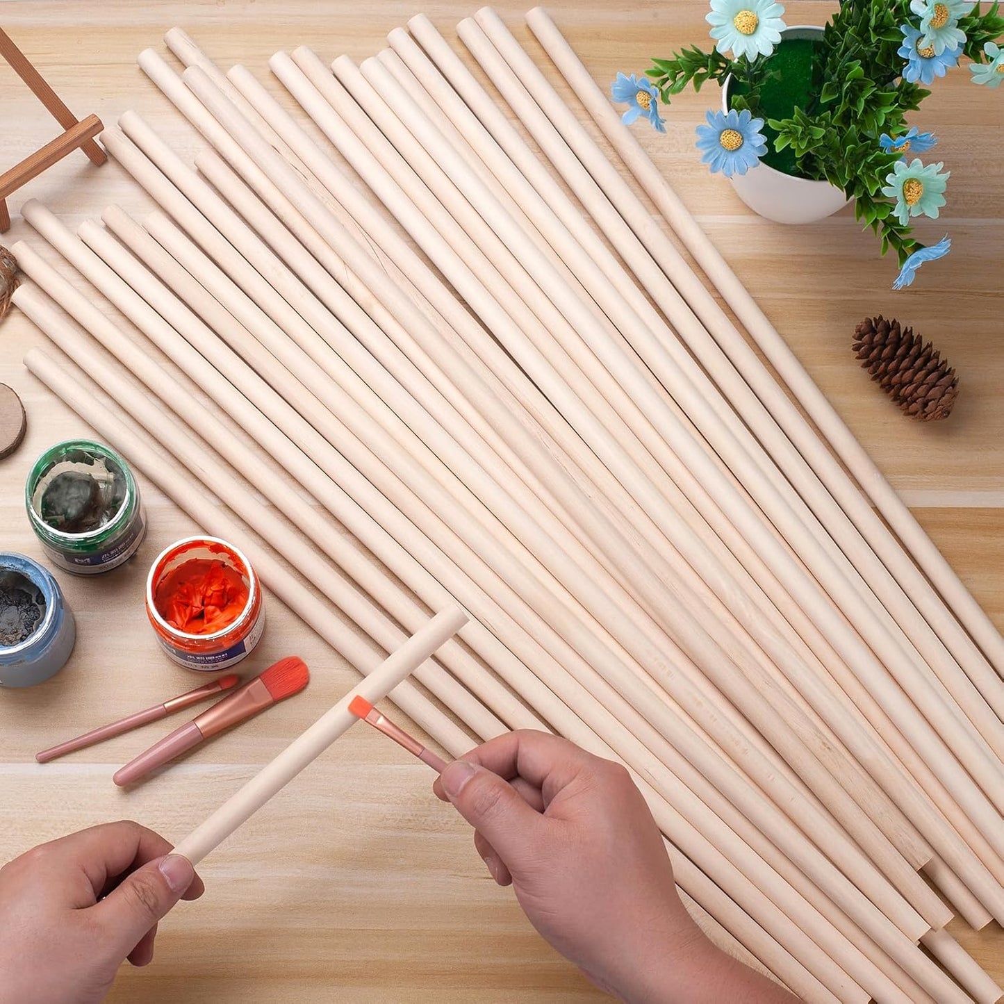 Wood Dowels Wooden Dowel Rods for Crafts, 25PCS 1/2 x 24 Round Macrame Wooden Sticks for Crafting, Unfinished Hardwood Sticks for Arts and DIYers, Tiered Cake Support and Wedding Ribbon Wands