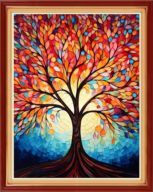 Dimensean Stamped Cross Stitch Kits Full Range of Embroidery Patterns Starter Kits for Beginners Adult or Kids DIY Cross Stitches Needlepoint Kits 11CT-Colorful Night Light Tree 16x20 inch