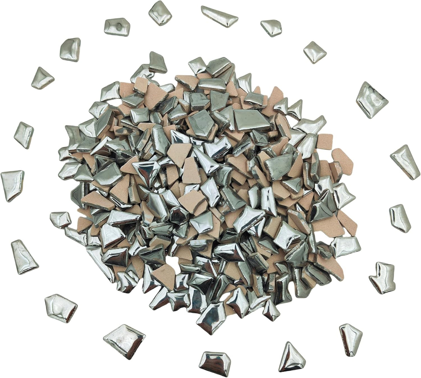 1.1LB Irregular Ceramics Mosaic Tiles, Mosaic Pieces Stones for DIY Mosaic Making Craft Hobby Arts Home Wall Decoration (Sliver)