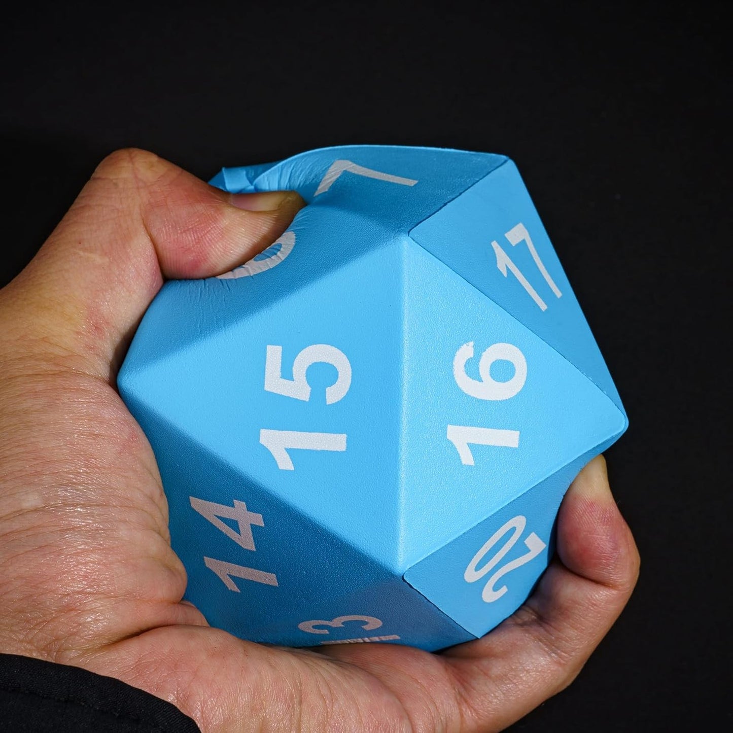 Large Foam D20 Dice, 80mm D20 DND Spindown 20 Sided Dice D&D Polyhedral with Drawstring Bag for Role Playing Games (Blue)