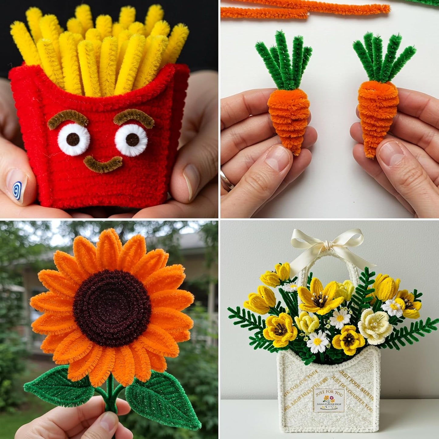 Caydo 300 Pieces Yellow Orange Pipe Cleaners, Thick Fluffy Chenille Stems, Pipe Cleaner Crafts for Arts & Crafts, Perfect for Making Animals, Flowers, and Festive Decorations