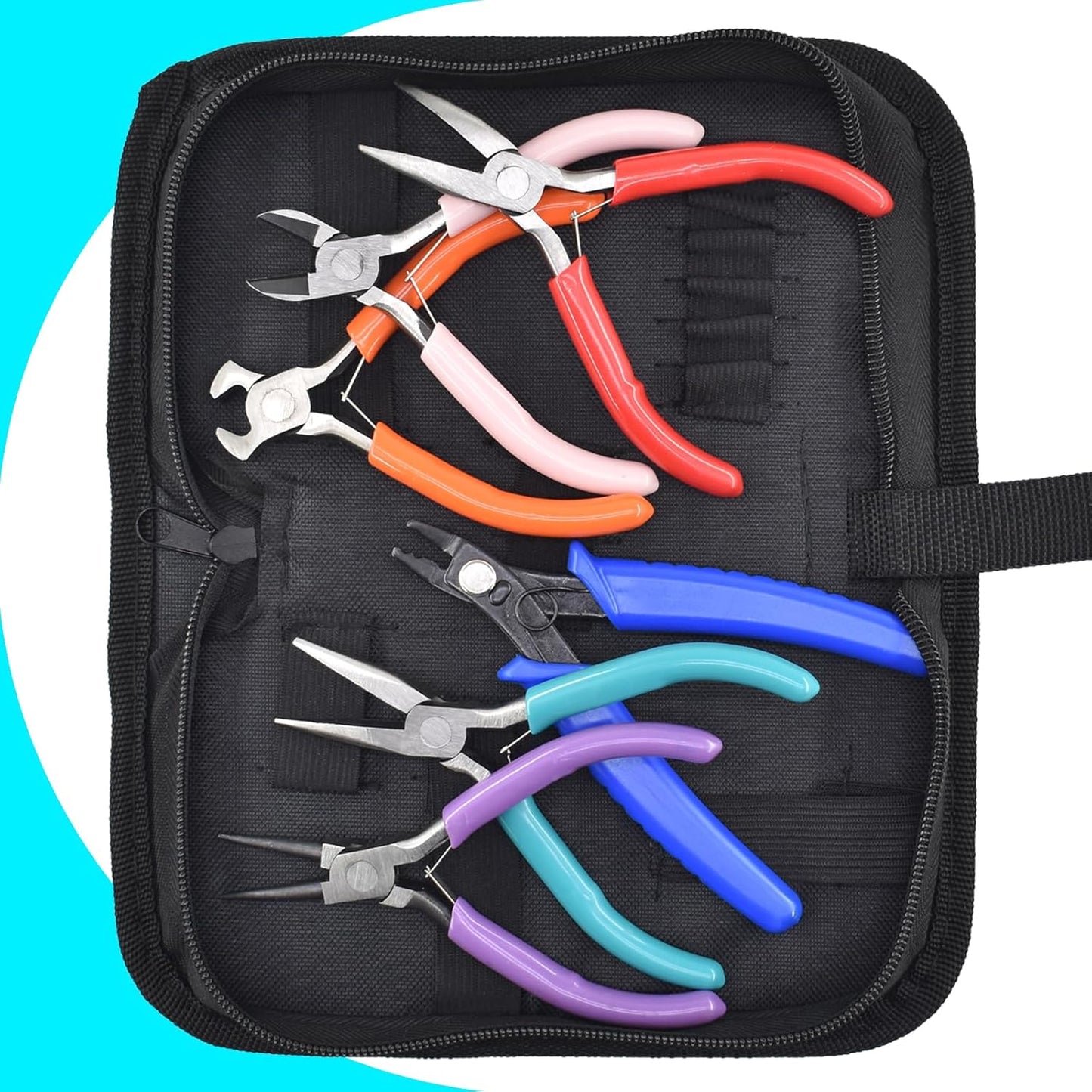 6Pcs Jewelry Making Kit: Pliers, Wire Cutters, Crimping Pliers & More for Necklace, Bracelet & Earrings Making or Repairing
