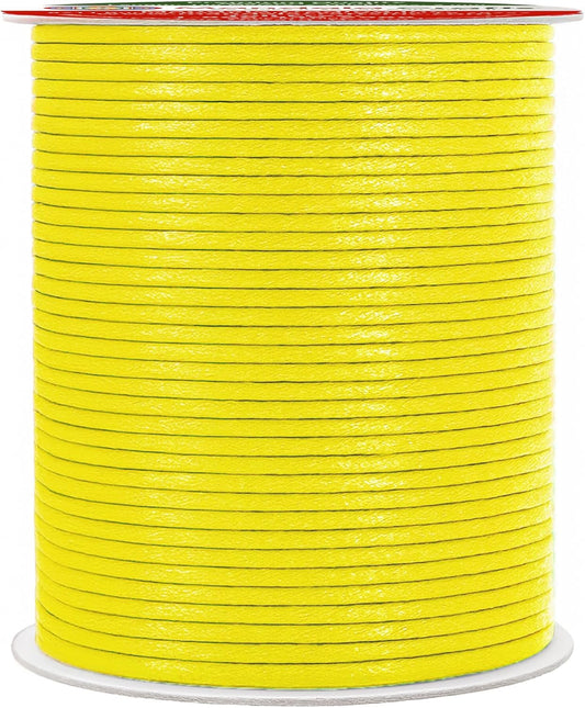 Mandala Crafts 2mm 109 Yards Yellow Cotton Waxed Cord for Jewelry Making Bracelet Cord Waxed String - Beading String Thread Jewelry Cords for Necklaces String