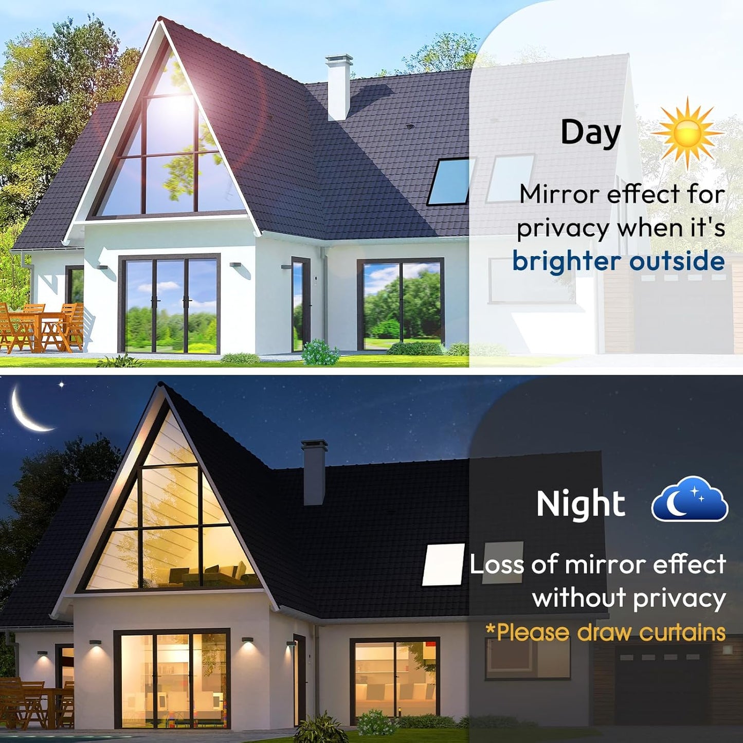 rabbitgoo Window Privacy Film One Way Window Tint for Home, Removable Reflective Heat Sun Blocking Anti UV Glass Door Covering, Mirror Tinting Film House Office, 17.5 in X 6.5 Feet, Brown Silver