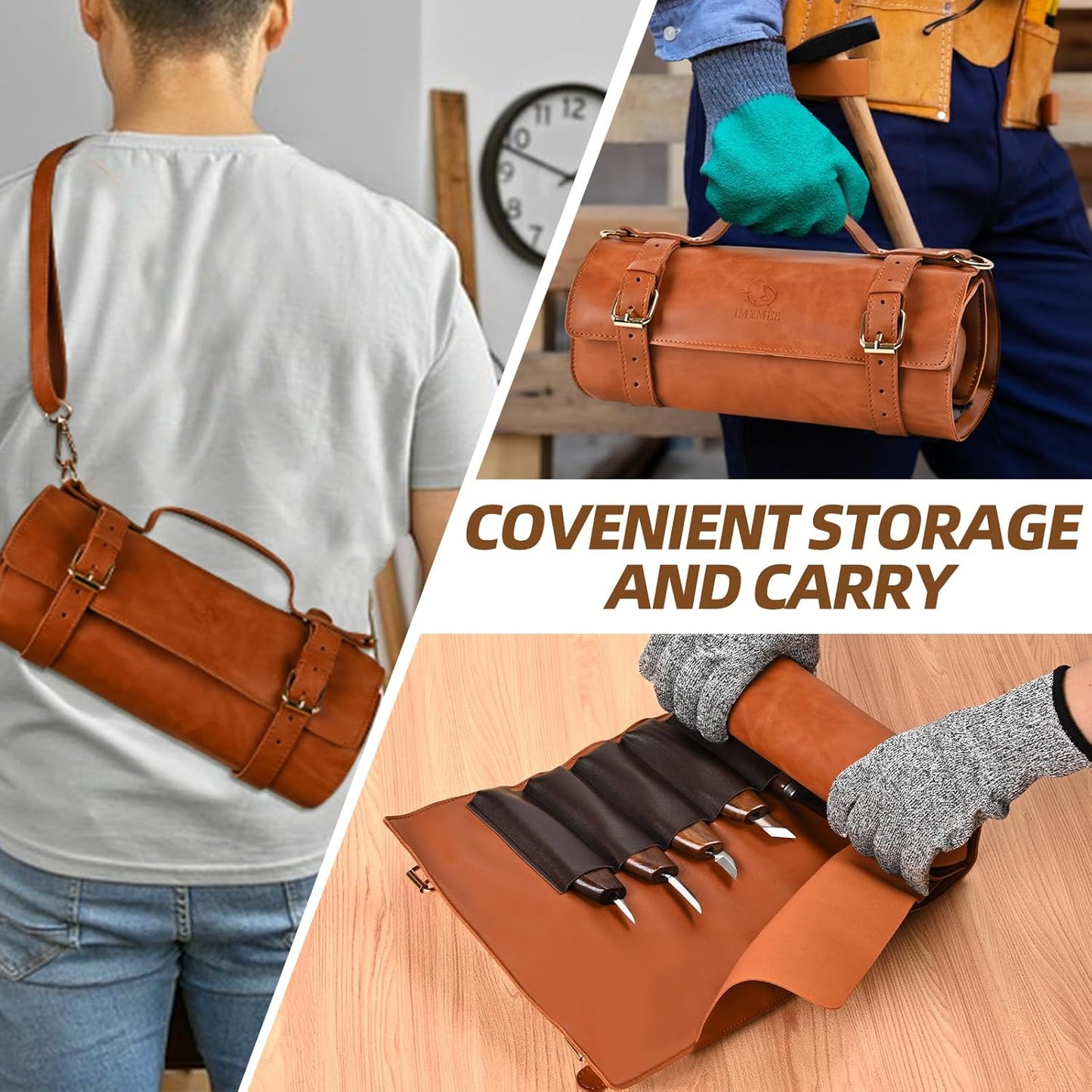 Deluxe Wood Carving Kit - 21Pcs Wood Carving Tools with Leather Storage Bag,Wood Carving Tools Set with 8Pcs Whittling Knives, 8Pcs Detail Carving Knives,Wood Whittling Kit for Beginners