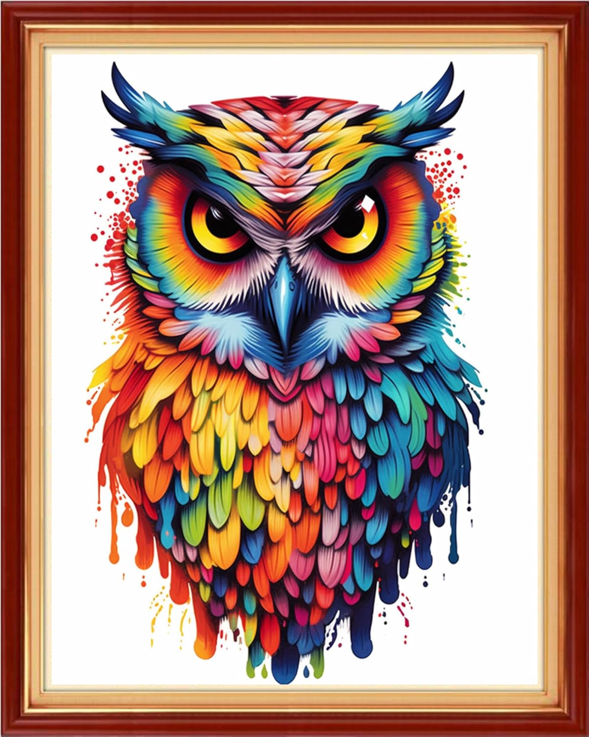 Dimxvean Cross Stitch Kits Stamped Full Range of Embroidery Starter Kits for Beginners DIY 11CT Cross Stitches Needlepoint Kits-Colorful Owl 16x20 inch