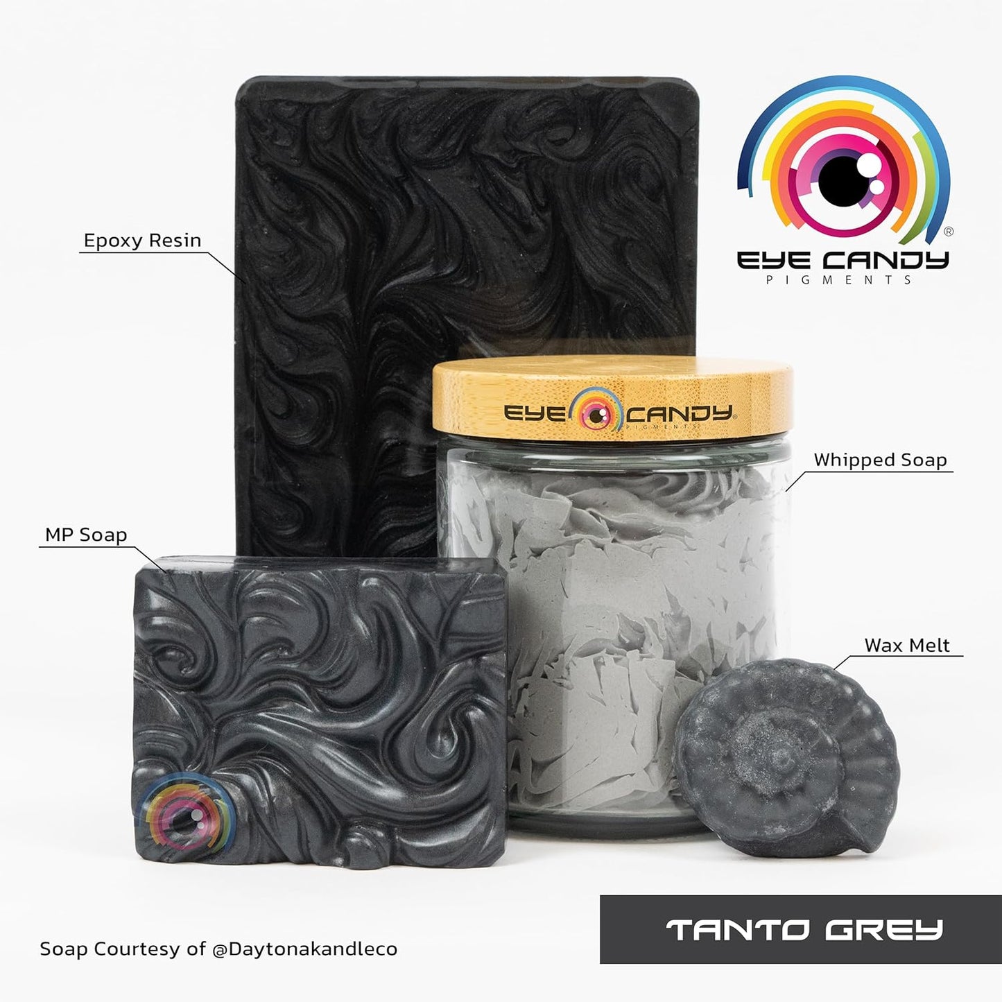 Eye Candy Pigments Premium Grey Mica Powder - Tanto Grey (50gr) - for Epoxy, Resin, Soap, Paint, Woodworking, Acrylic Pouring, Bath Bombs, Fishing Lures - DIY Arts and Crafts Additive