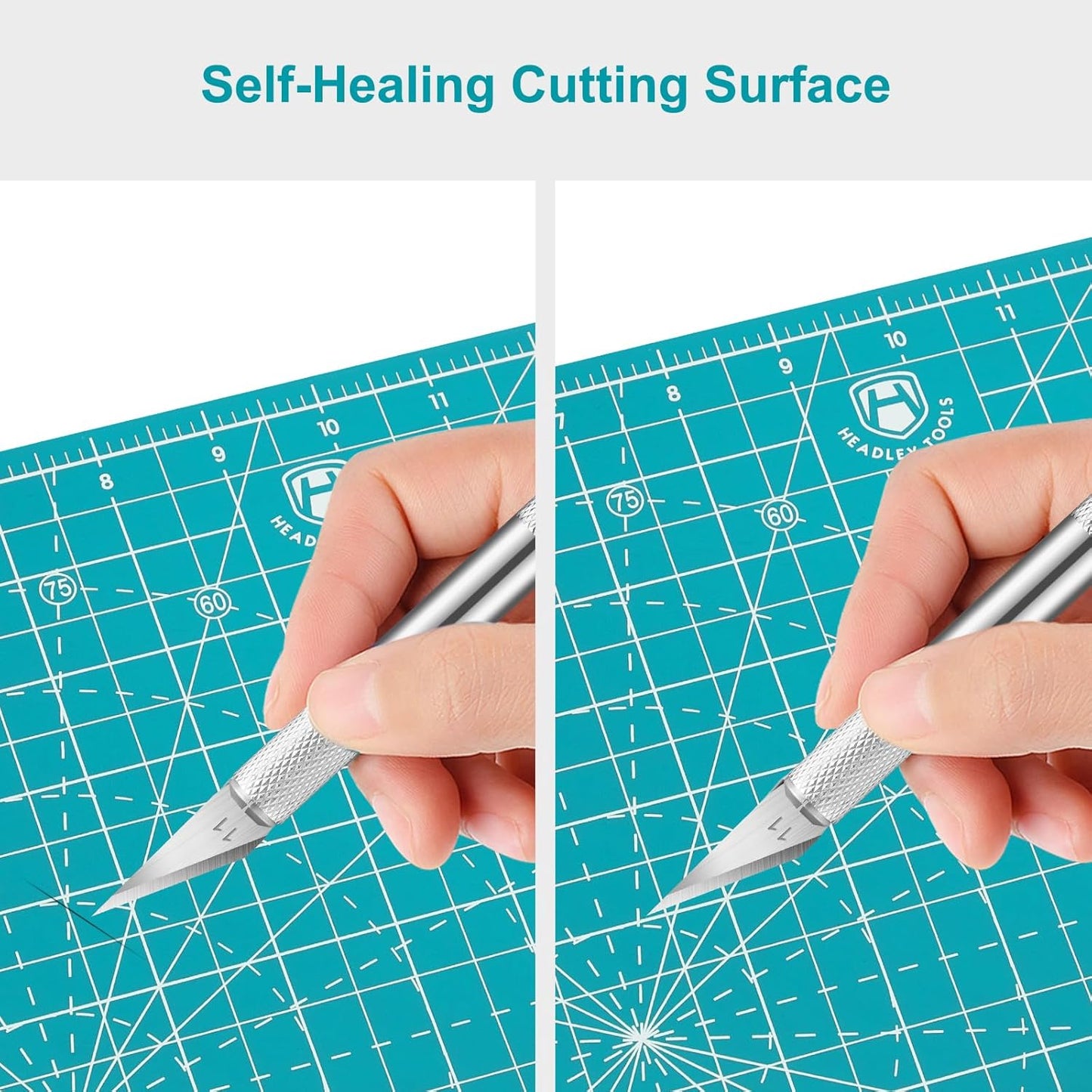Headley Tools 17"x17" Rotating Cutting Mat, Self Healing Mat with 360-Degree Rotation & Anti-Slip Base, Sewing Board Cutting Mat Perfect for Fabric Quilting Leather Hobby Project, Turquoise