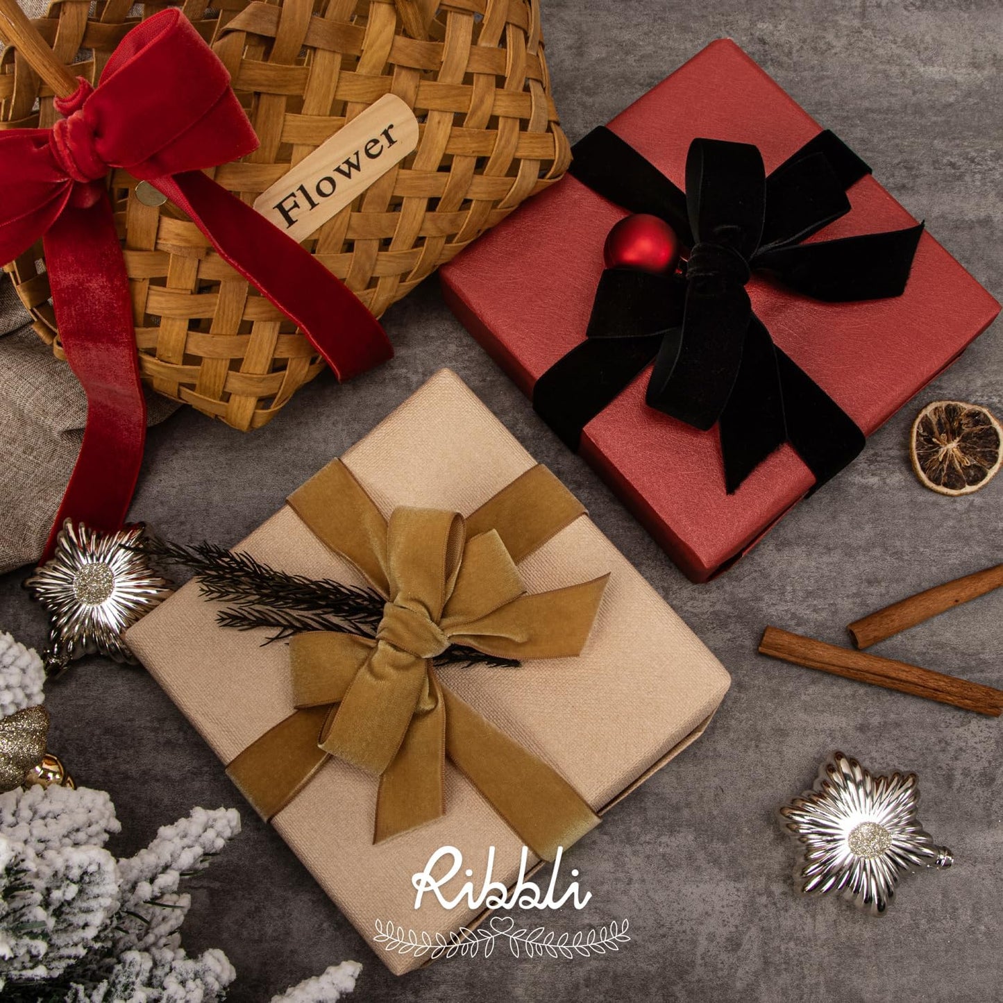 Ribbli Polyester Red Velvet Ribbon,1 Inch,10-Yard Spool,Use for Choker,Gift Wrapping,Floral Bouquets, Boutonnieres