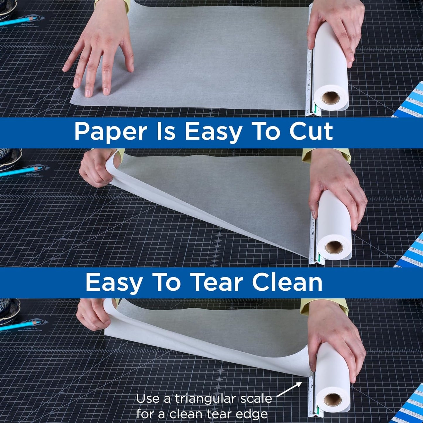ALVIN 55W-I Lightweight Tracing Paper Roll, White, Suitable with Ink, Charcoal, Felt Tip Pen, for Sketching or Detailing - 18 Inches, 50 Yards, 1-inch Core