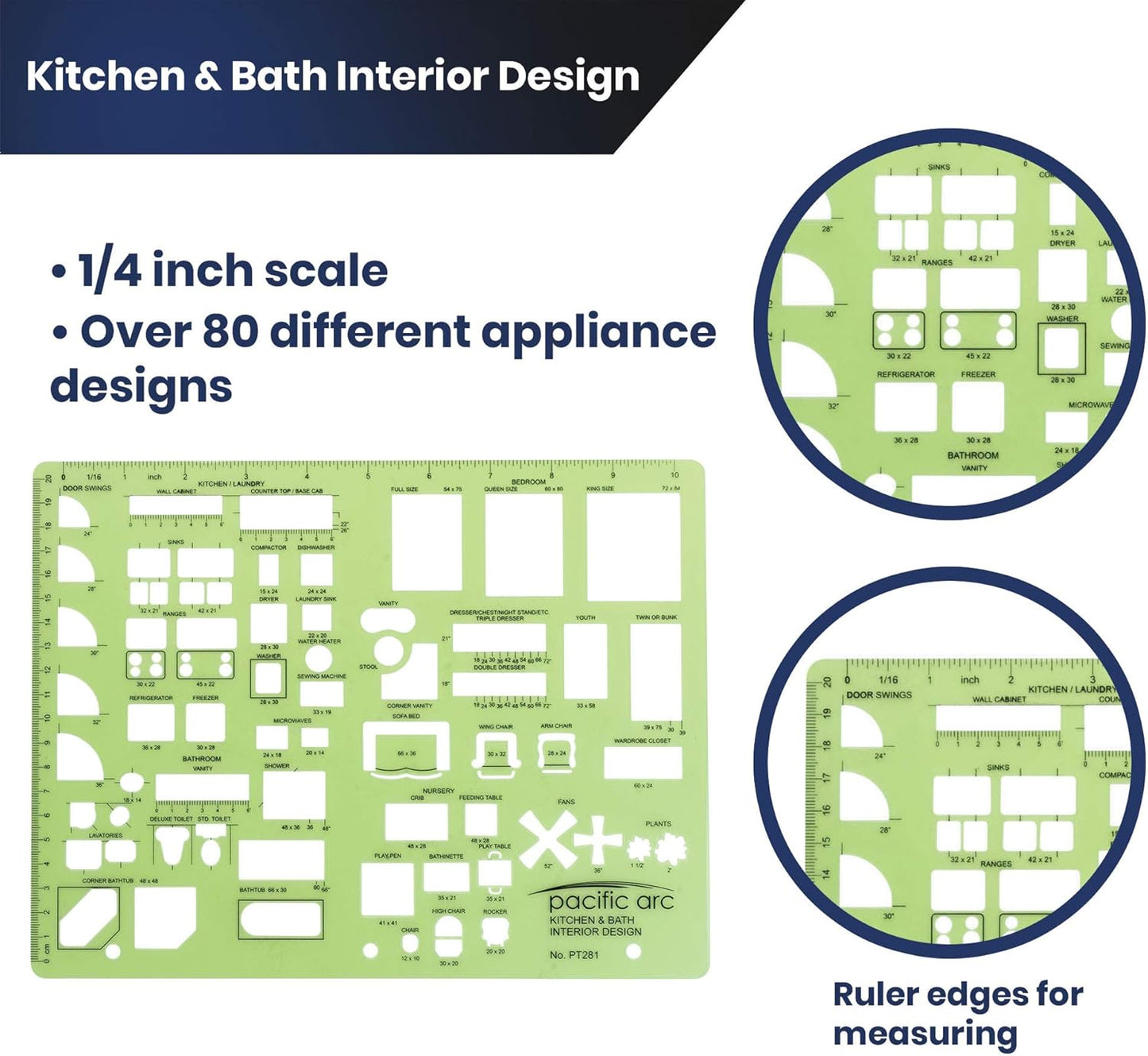 Pacific Arc Kitchen and Bath Interior Design Template Guide, for Bedrooms, Bathrooms, and Kitchens