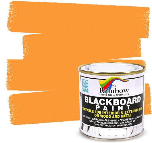 Chalkboard Blackboard Paint - Brush on Wood, Metal, Glass, Wall, Plaster Boards Sign, Frame or Any Surface. Use with Chalk Pen Wet Erase, Non-Toxic - Matte Finish [Orange] - (8.5oz Cover 32 sf)