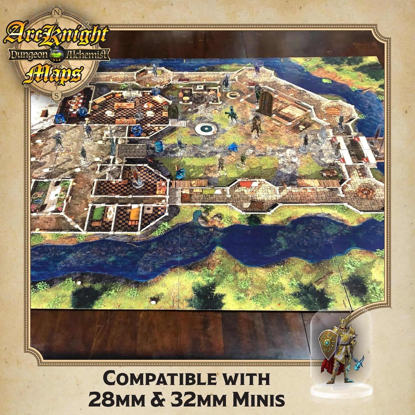 Arcknight The Noble's Keep Roleplaying D&D Battle Map; 16 Modular RPG Maps in 8 Double-Sided Pages, 1" Square Grid, Modular & Versatile DnD Map for ttrpg Gaming - for Dungeons & Dragons, Pathfinder