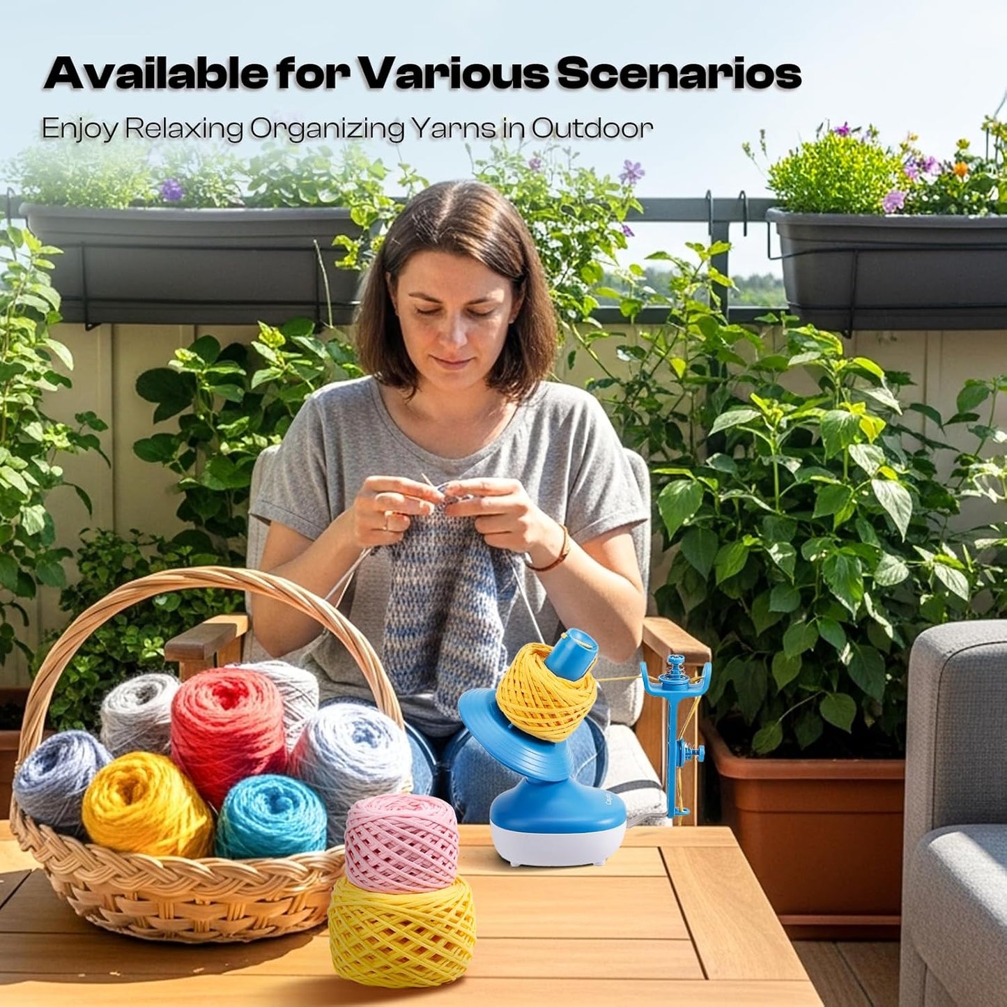 Caydo Electric Yarn Winder, Cordless Rechargeable Automatic Yarn Cake Winder, 2H Long Last Battery Effortless Yarn Winding, Wireless Yarn Spinner for Crocheting, Must-Have Tool for Yarn Enthusiast