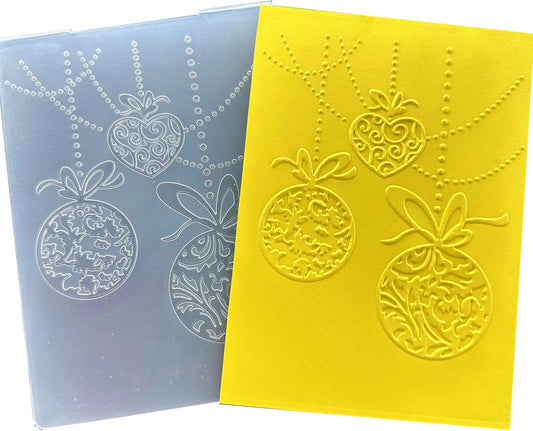 Arbuya Merry Christmas Baubles Plastic Embossing Folders for Card Making Xmas Balls Embossing Folder for Scrapbooking Pages Paper Crafting Clay Decoration