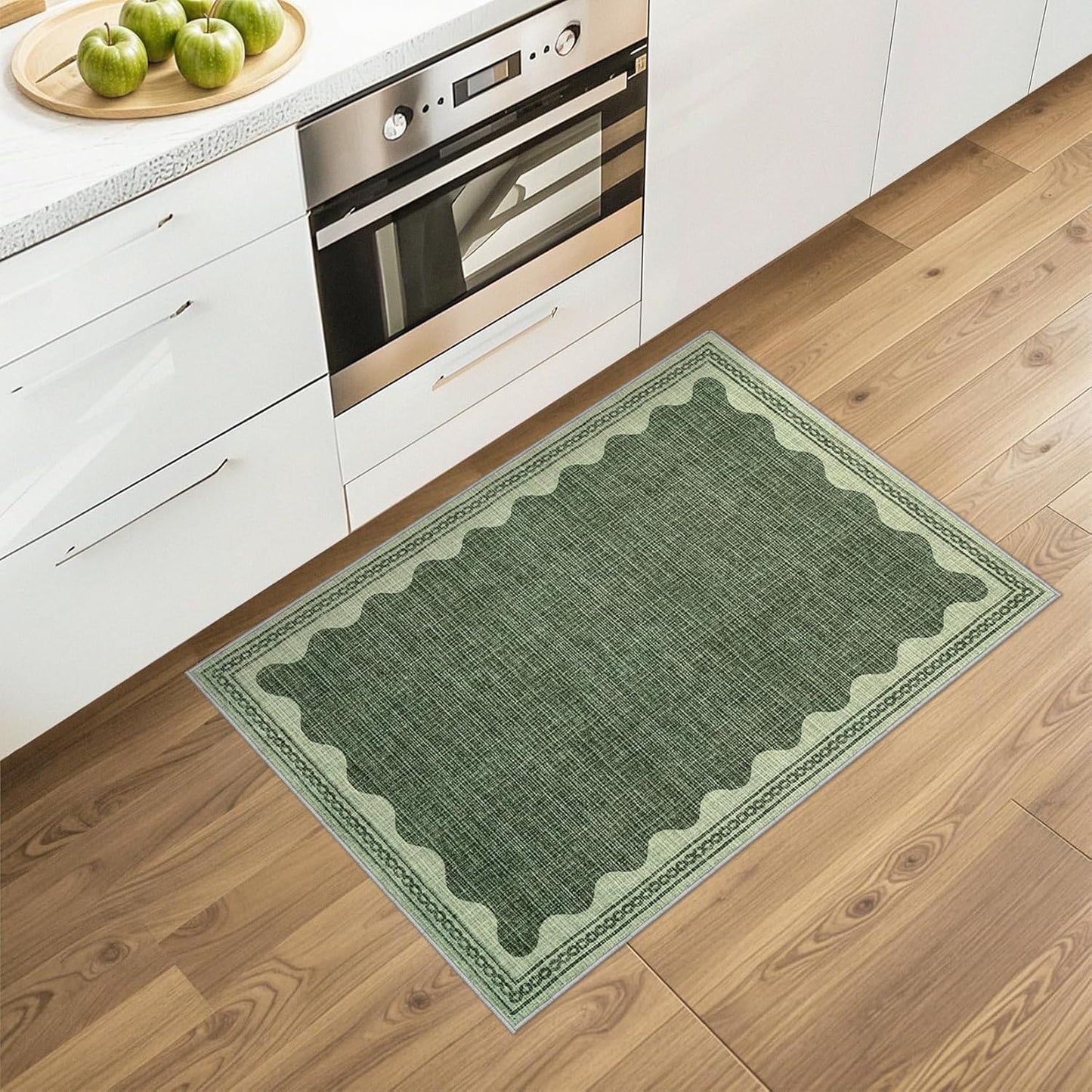 Scalloped Rug 2x3 Rugs for Entryway, Solid Grey Rug Small Area Rug Non Slip Scalloped Bath Mat, Washable Rugs Front Door Mat Indoor Entrance,Soft Girls Nursery Dorm Carpet for Bedroom Kitchen