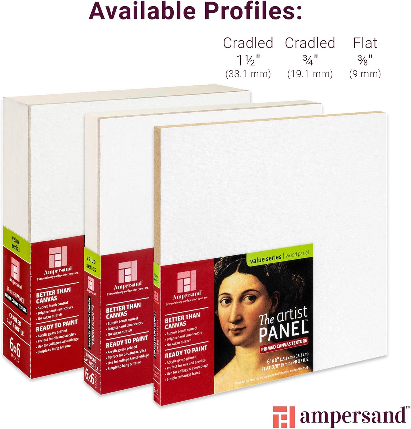 Ampersand Art Supply Wood Gesso Art Painting Panel: Canvas Texture, 3/4 Inch Cradle, 11" x 14"