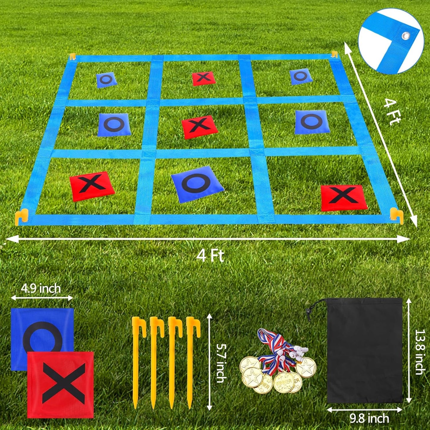 CWLAKON Outdoor Giant Tic Tac Toe Bean Bag Toss Games for Kids Adults Family, Large Outside Lawn Yard Backyard Carnival Field Day Game, Beach Picnic Camping Birthday Party Family Reunion Games