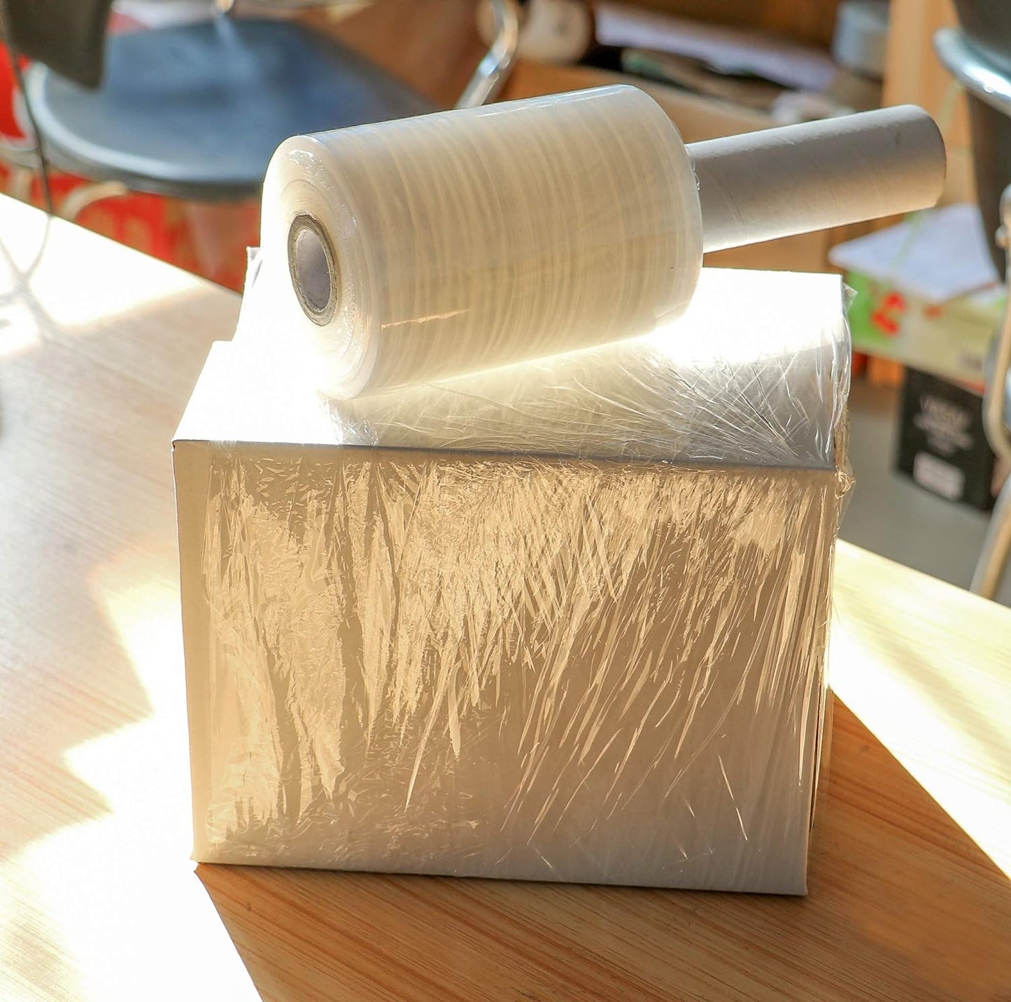 BOMEI PACK Industrial Mini Clear Stretch Wrap with Handle 5" 1000ft 80 Gauge for Pallet Wrap, Durable Self-Adhering Plastic Wrap for Packing, Moving, Heavy Duty (3)