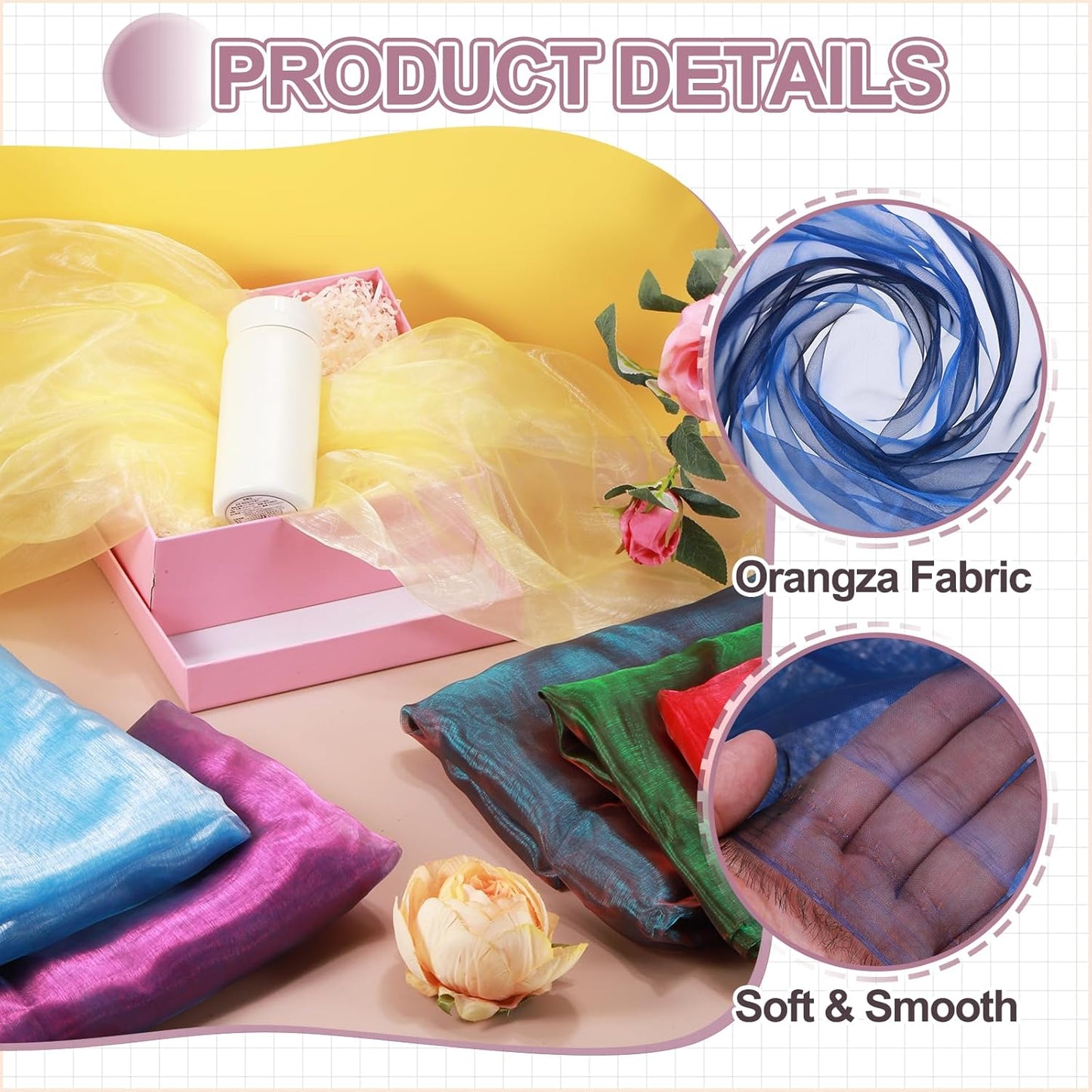 MECCANIXITY Iridescent Sheer Organza Fabric, 10 Yards x 59 Inches Solid Holographic Shiny Fabric Organza Cloth for Wedding, Curtains, Costume, Photo Background, Gradient Sapphire Blue Black