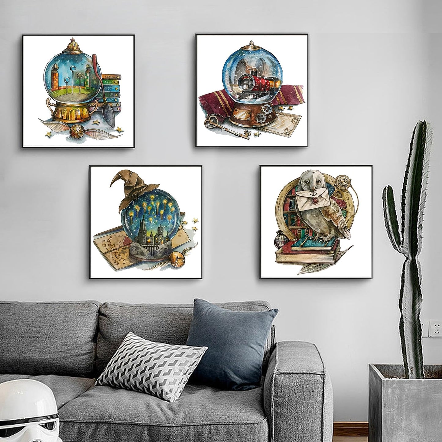 ZuoAnLF 4 Packs Stamped Cross Stitch Kits for Adults,Stamped Cross-Stitch Needlepoint Counted Kits Beginners,Embroidery Kit Arts and Crafts for Home Decor 11CT,9.8 * 9.8inch (HP)