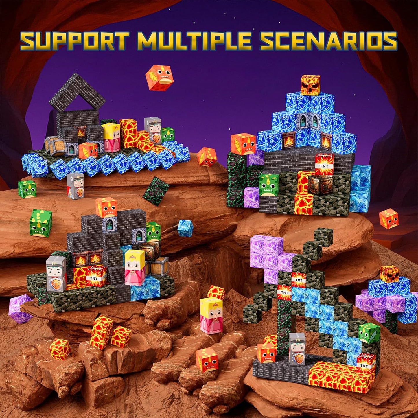 100PCS Magnetic Blocks - Build Magnet World Kids Building Toy, Magnetic Tiles Building Blocks Toddler STEM Montessori Toy Sensory Outdoor Toys for 3+ Year Old Boys&Girls, Christmas Birthday Gift