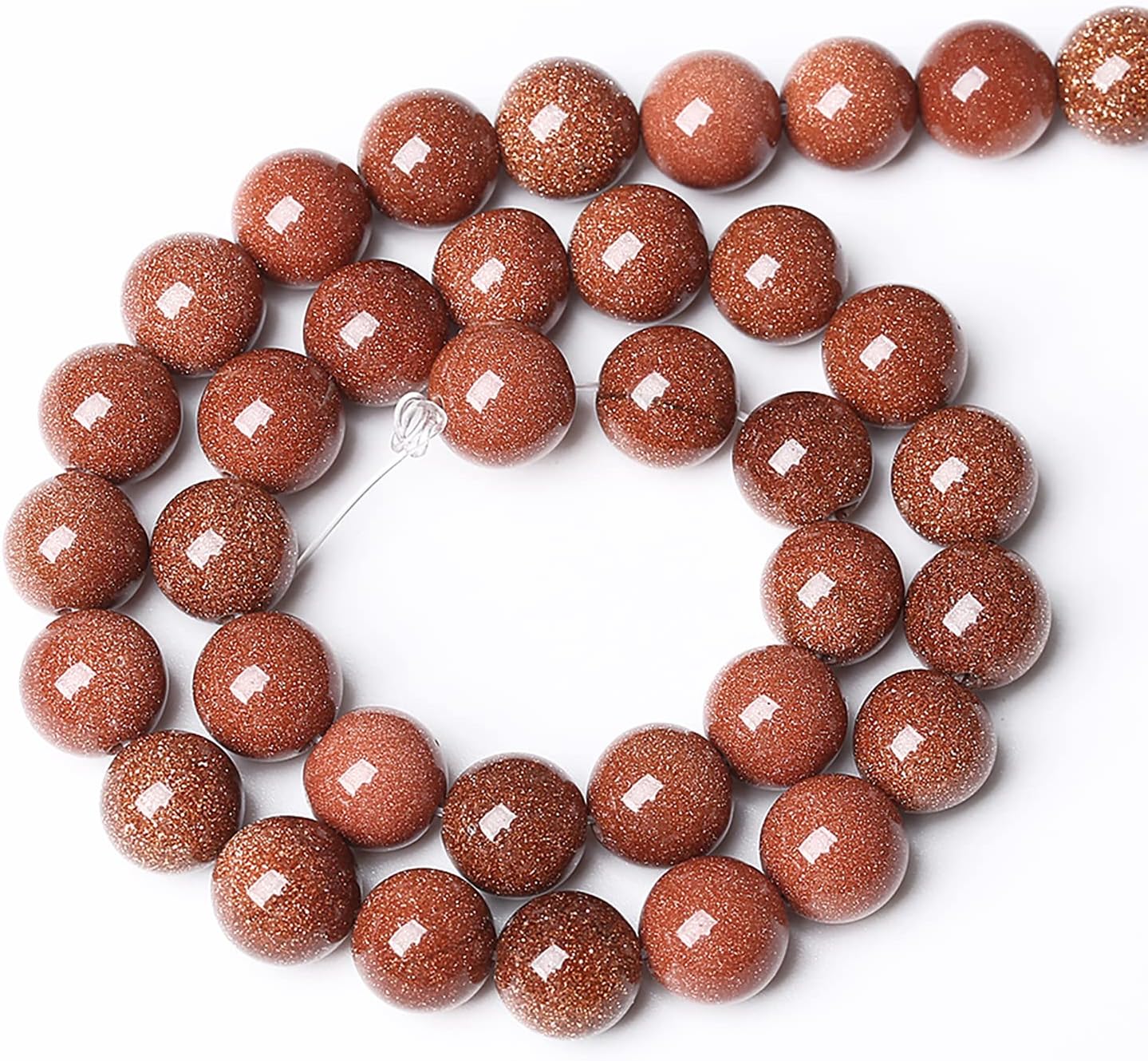 38pcs 10mm Natural Gold Sandstone Beads Gemstone Round Loose Beads for Jewelry Making DIY Bracelet Necklace 15“