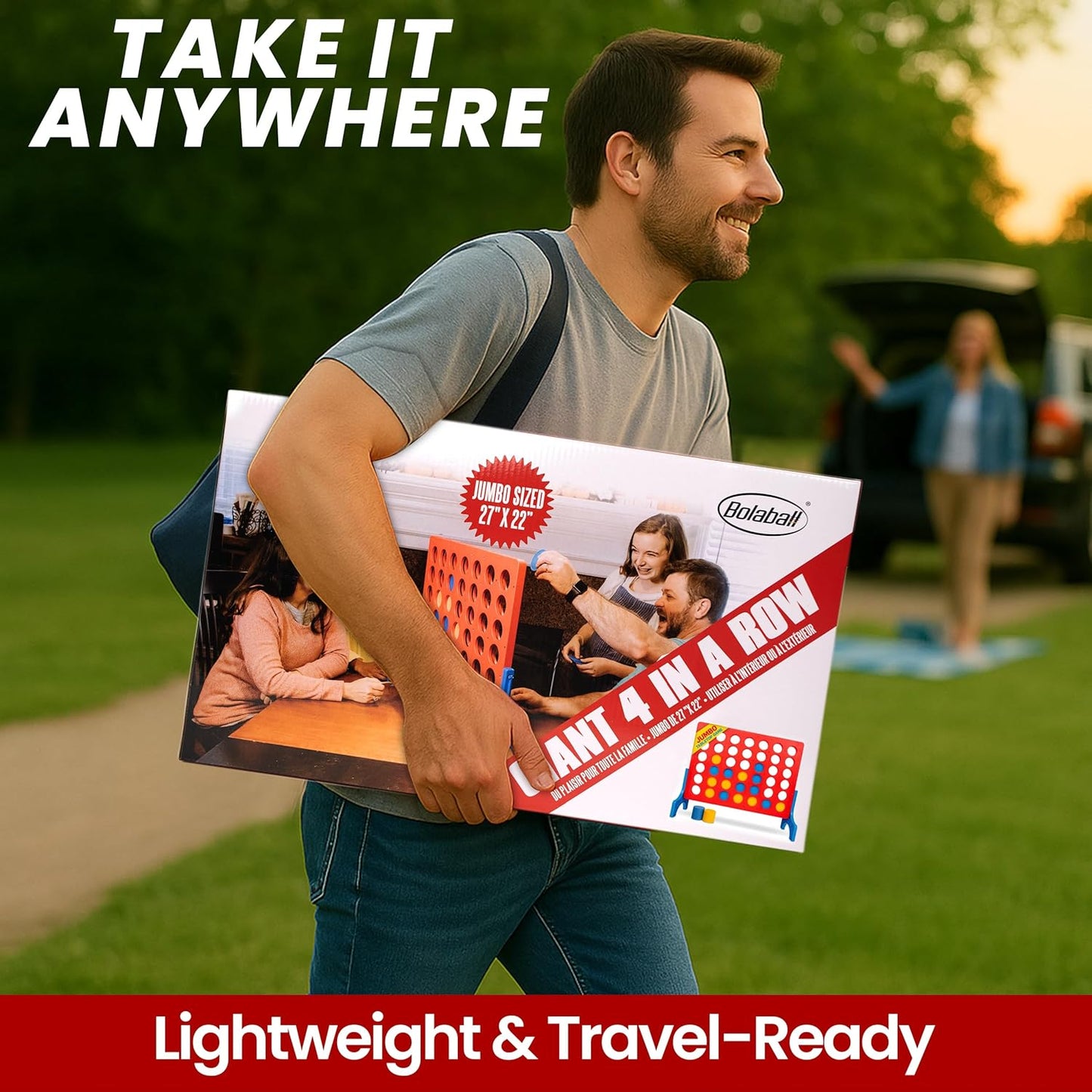 Bolaball 4 in a Row Tabletop Game – 1.8 Ft 4 to Score Game for Kids & Adults, Indoor/Outdoor Family Yard, Portable Party for Home, Picnic & Travel, Plastic Version.