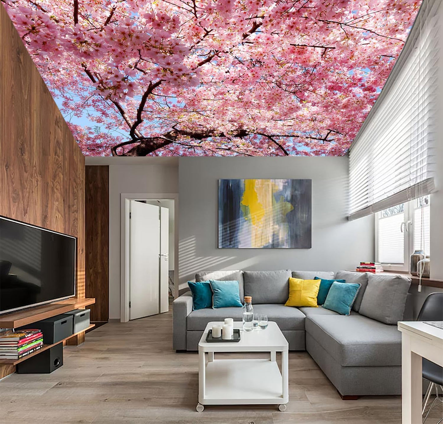 AFZEVEB-Pink Flower Wallpaper Natural Landscape Floral Wall Mural for Bedroom 159"x107"(Not Peel and Stick)