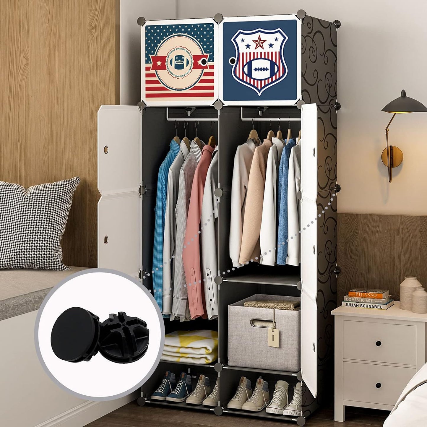 64 Pcs Black Plastic Connector, Wire Grid Cube Connector for Modular Closet Storage Organizer and DIY Wire Cube Storage Unit