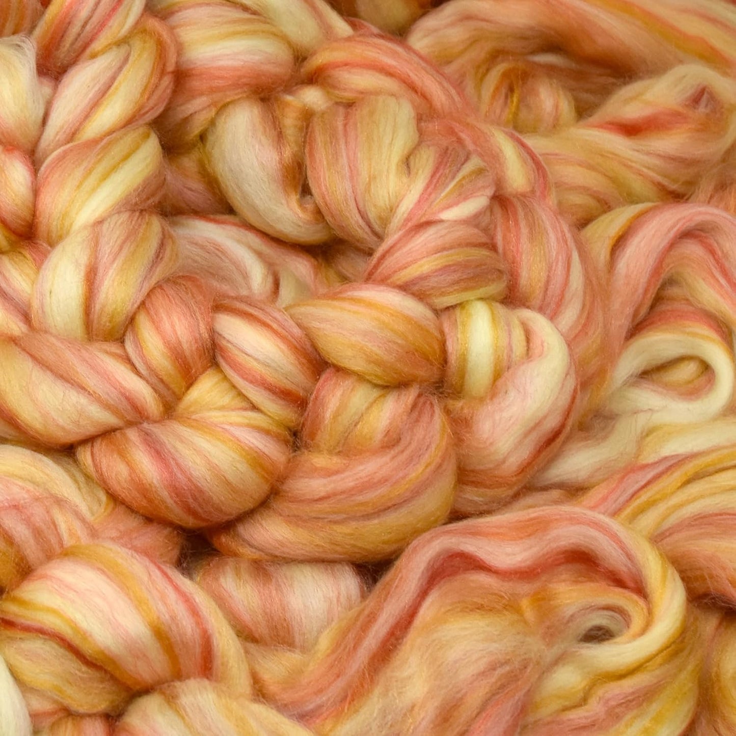 Merino Silk Luxe Tonal Designer Blend. Superfine Merino, Mulberry Silk, Tussah Silk. Top Roving for Spinning or Felting. Golden Flame 4oz