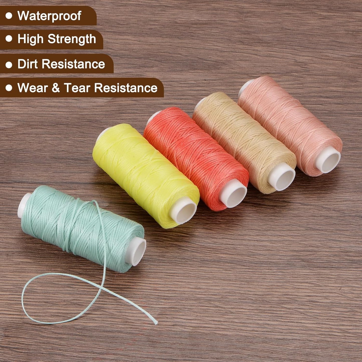 uxcell Leather Sewing Waxed Thread, 55 Yards / 50m 0.8mm 150D Flat Polyester All-Purpose Threads for Leather Crafts, Bookbinding, Lilac