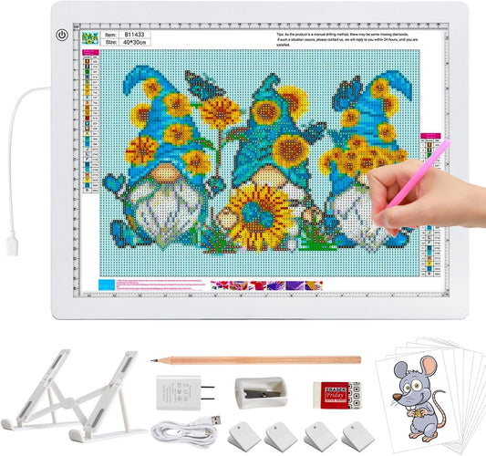 A3 LED Light Box for Tracing, elice Artist Drawing Lightbox Light Table Light Pad Light Copy Board, Up to 8000 Lux Super Bright Lightpad for Cricut Weeding Vinyl, Diamond Painting, Sketching (White)