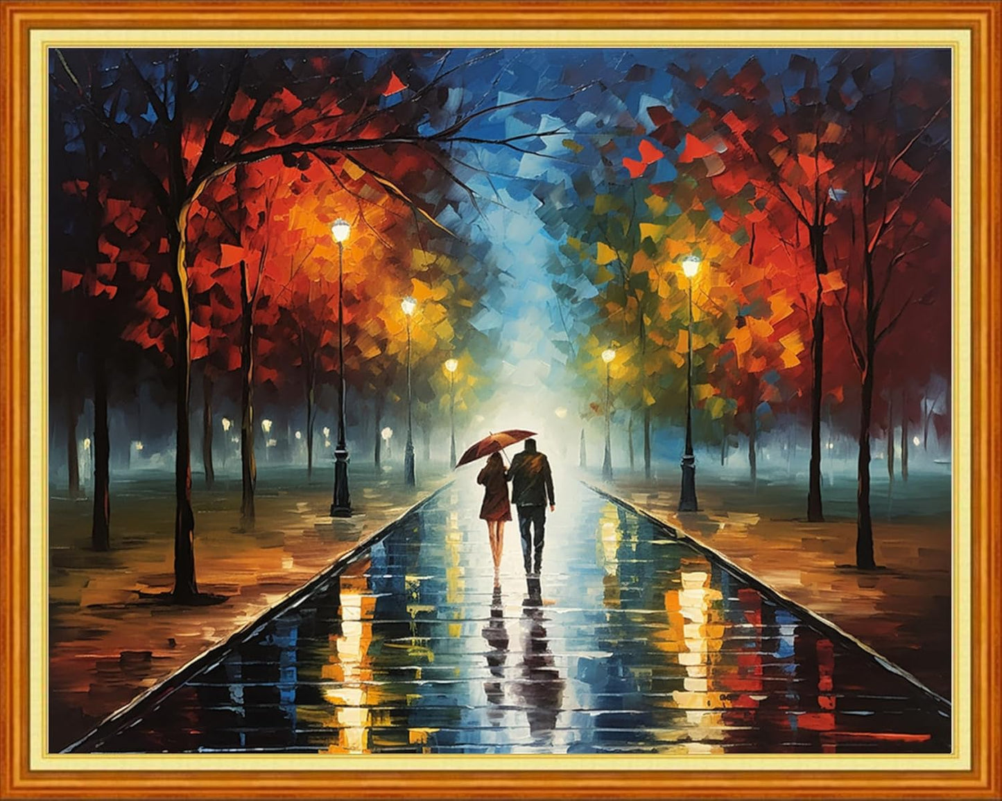 Foxdiviy Stamped Cross Stitch Kits for Beginners Full Range of Cross Stitching 11 CT Printed Cross Stitch Kits for Kids Adults Cross Stitch Patterns Needlepoint Kits-Lovers Walk 16x20 inch