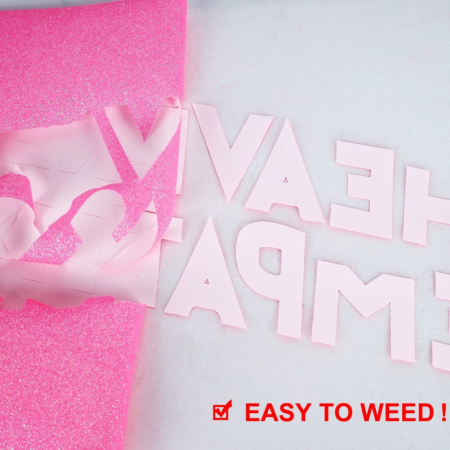 FUNKAKA Glitter Fluorescent Pink HTV Heat Transfer Vinyl Rolls, 12" x 8ft PU Iron on Vinyl for T-Shirts Glitter HTV Vinyl for All Cutter Machines Easy to Cut & Weed for DIY Design