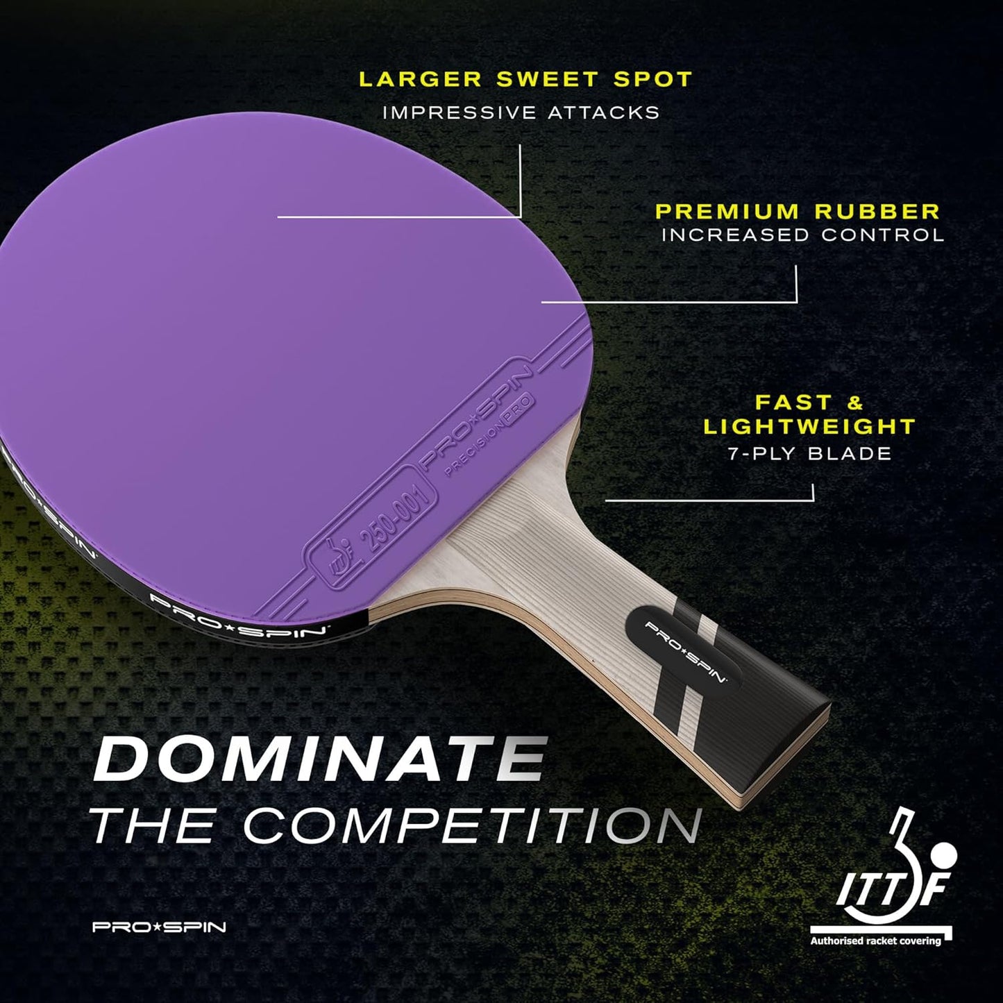 PRO SPIN Ping Pong Paddles - Professional Level Table Tennis Rackets with Carbon Fiber for Superior Control | 7-Ply Blade, Premium Rubber, 2.0mm Sponge | Includes Protector Case