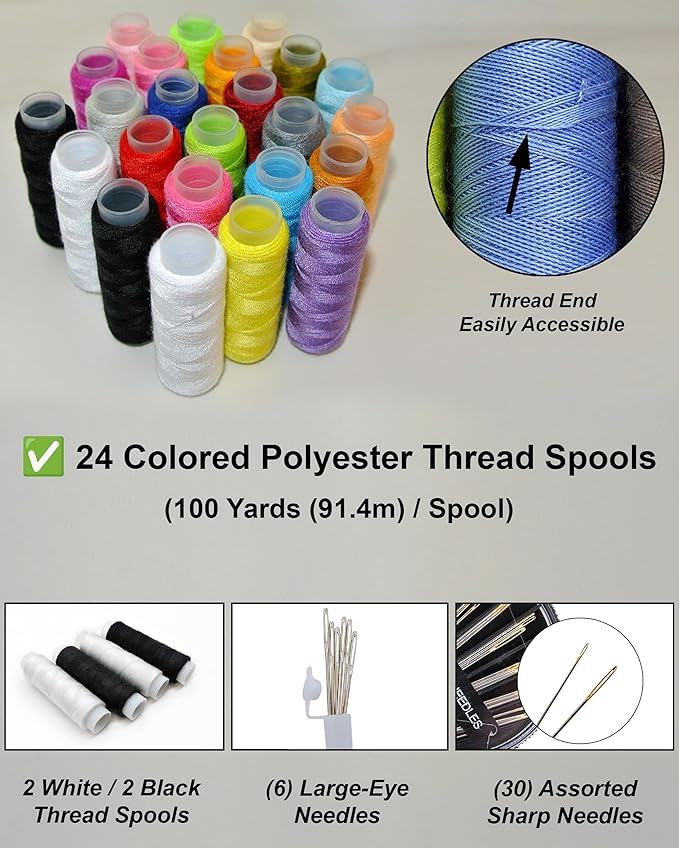 Easy to Use Sewing Kit for Adults and Kids - Needle and Thread Kit with Sewing Supplies and Accessories for Fixing Buttons & Small Repairs, Basic Travel Mending Set for Beginners, Light Grey