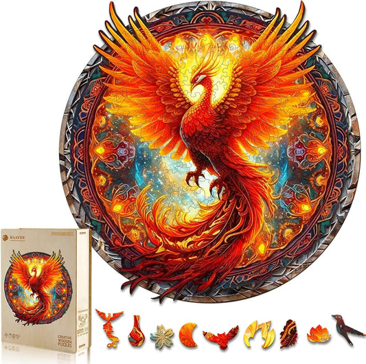 KAAYEE Wooden Jigsaw Puzzles-Wooden Puzzle Adult Unique Shape Advanced Phoenix Wooden Jigsaw Puzzle for Adult, Fathers, Family Puzzles 14.9 * 13.8in 290pcs,Chritmas Gift