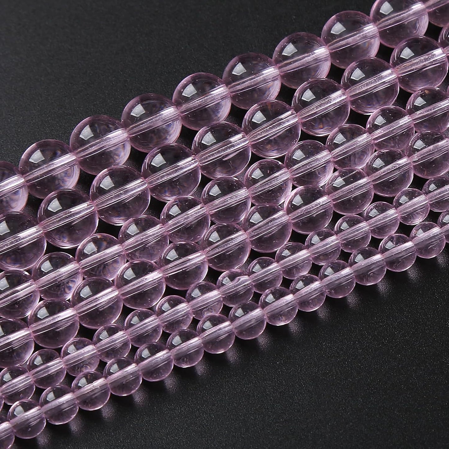 8mm 45pcs Smooth Rose Pink Glass Beads Quartz Crystal Round Loose Beads for Jewelry Making DIY Bracelet Necklace