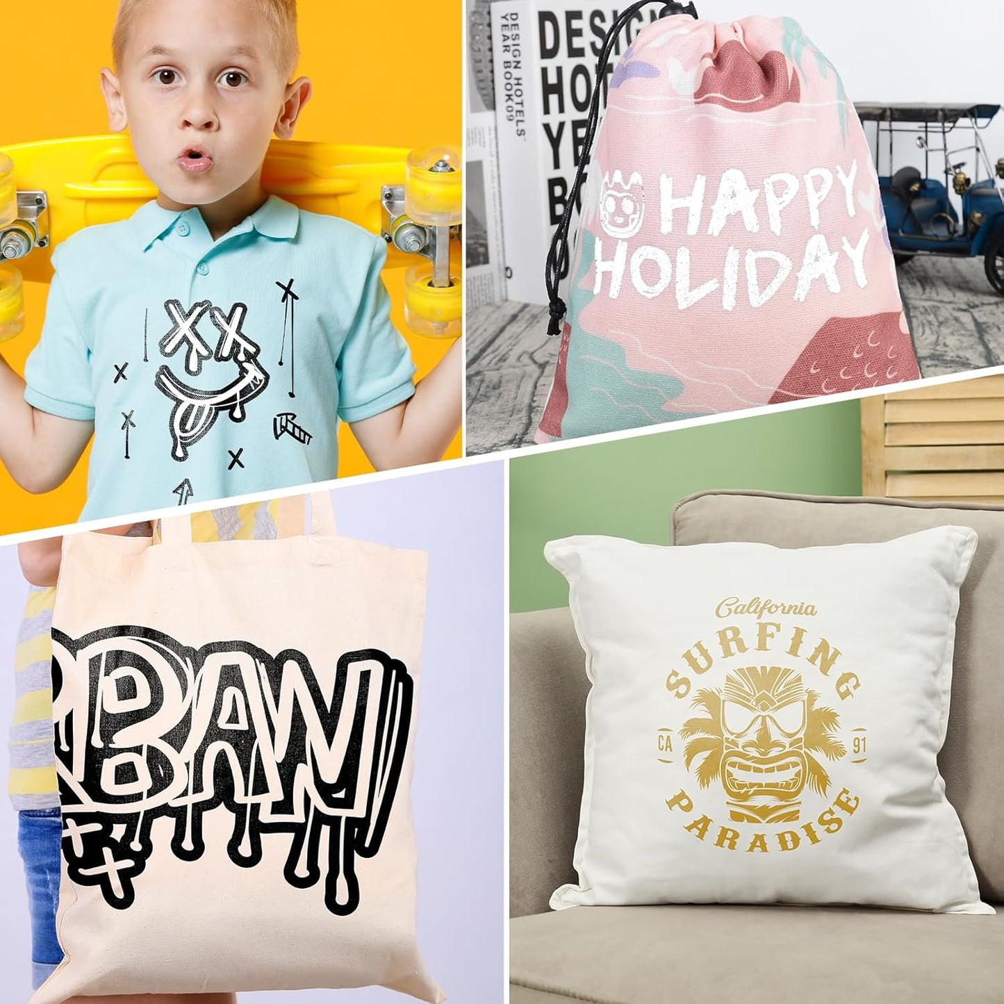 HTVRONT White HTV Heat Transfer Vinyl Bundle: 10 Pack 12"x12" Iron on for T-Shirt (1 PTFE Sheet Included), PU HTV Easy to Cut & Weed for Heat Design