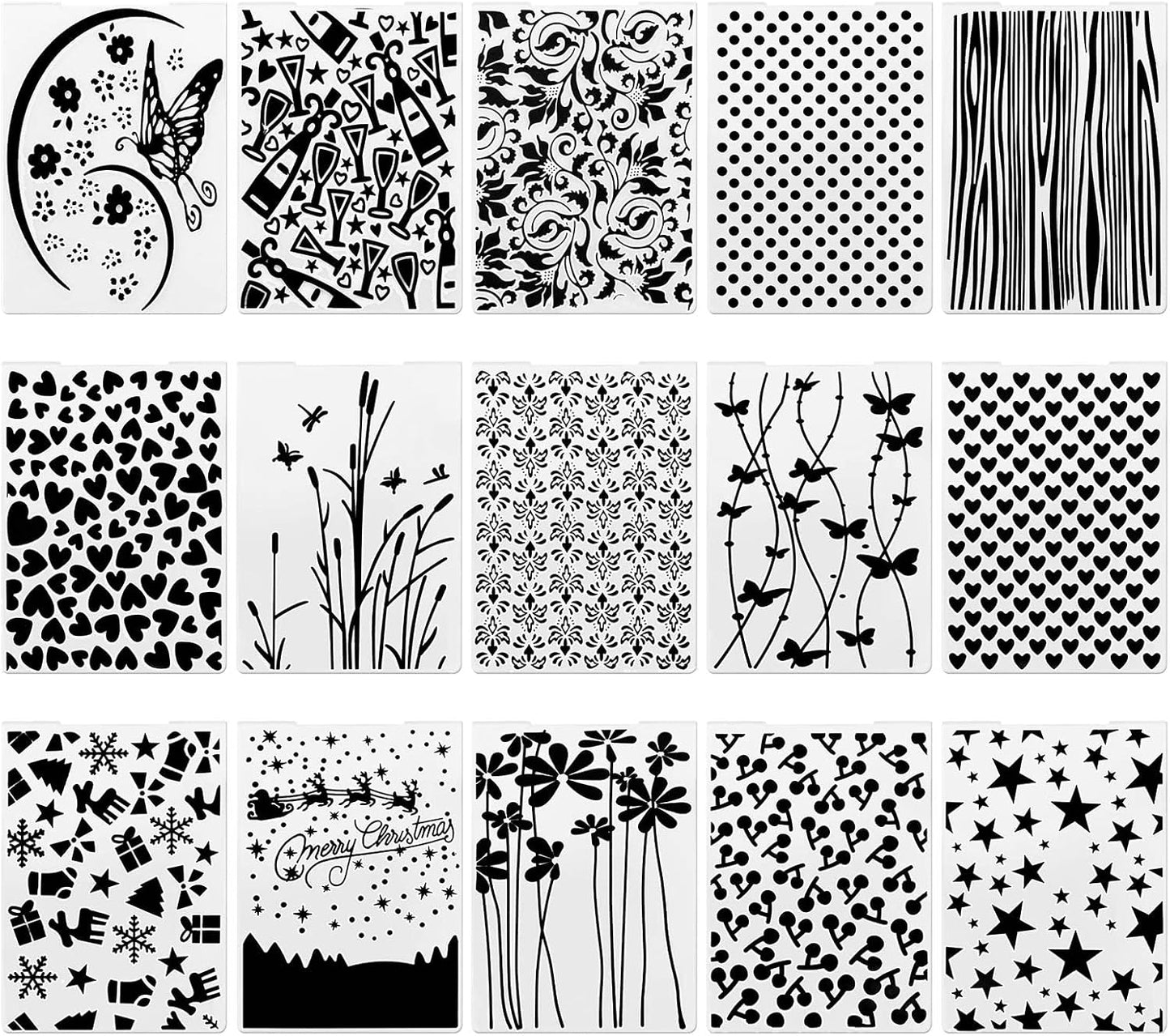 Create idea 15PCS Embossing Folders Plastic Templates Craft Card Christmas Stencils for Making Paper Cards Photo Album Wedding Decoration Scrapbooking
