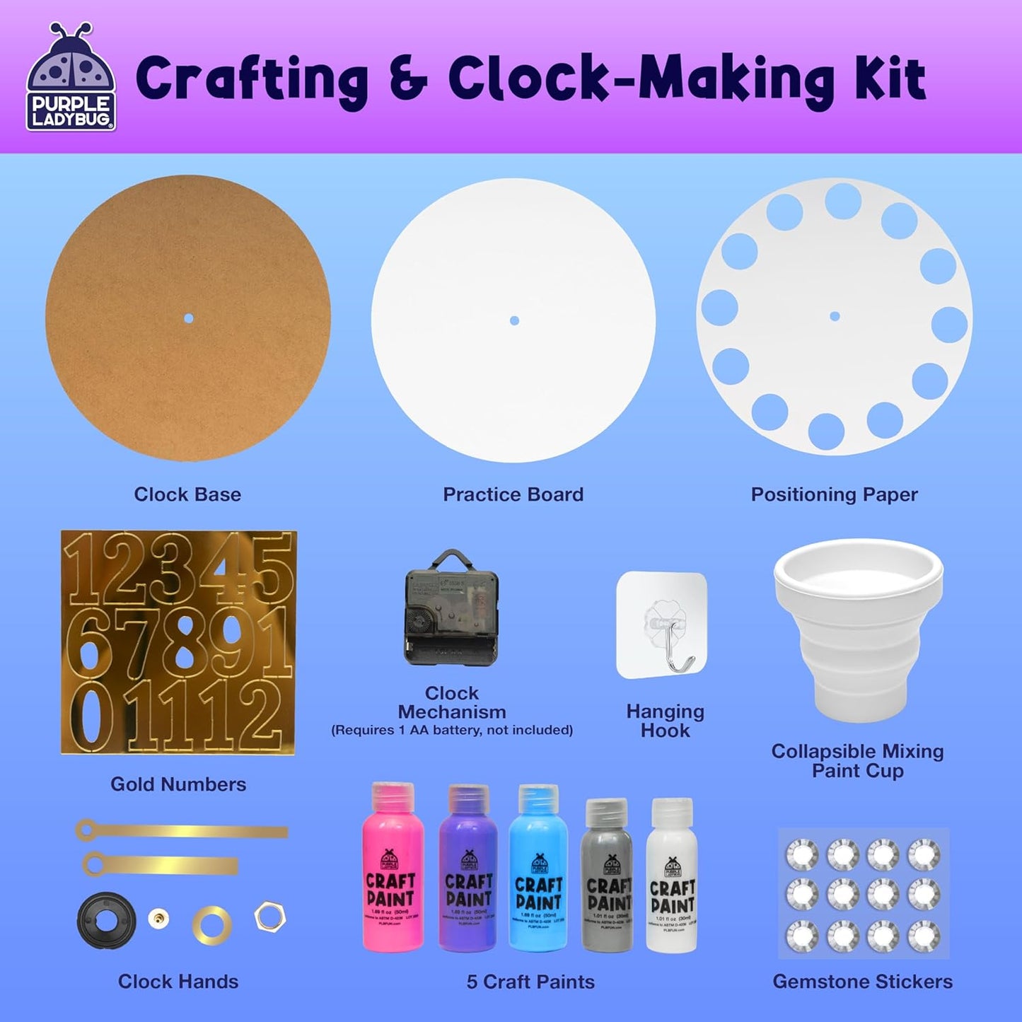 Paint Pouring DIY Clock Kit - Complete Decorate & Painting Kit for Kids 6-8 - Creative Arts & Crafts for Girls Age 10-12 - Christmas Boys & Girls Gifts 8-12 Years Old - Tween & Teen Girl Gifts Ideas