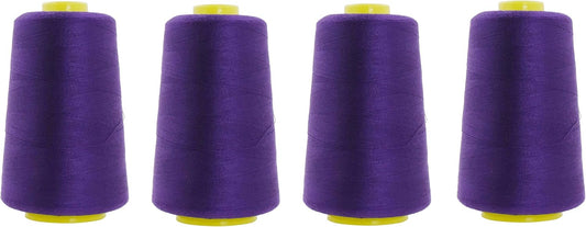 Mandala Crafts 4 Pack of Serger Threads Cones Spools - 20S/2 24000 Yards Polyester Purple Threads for Sergers Machine and Overlock Quilting Sewing Machine