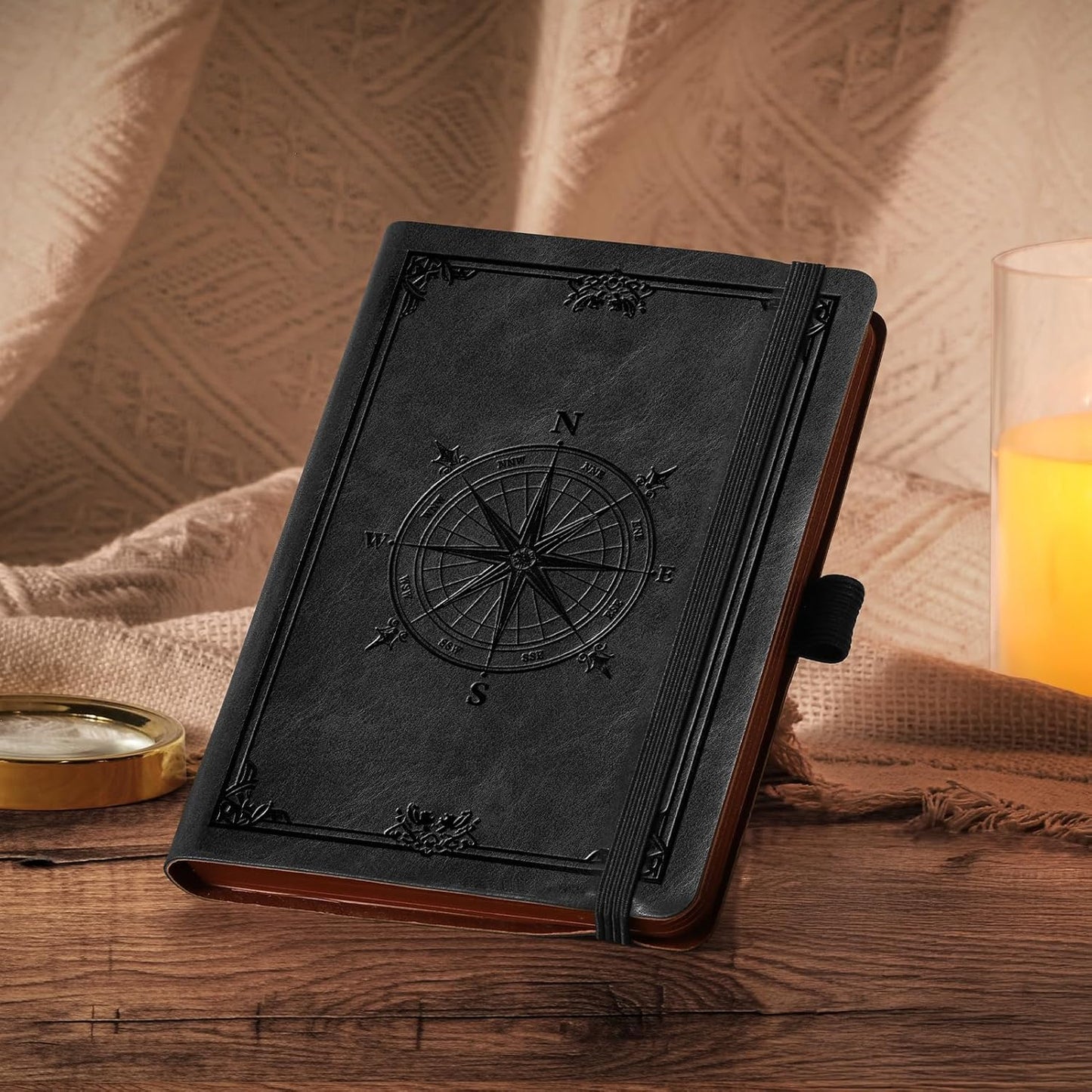 AHGXG Small Lined Pocket Journal Notebook for Men - 256 Numbered Pages College Ruled B6 Mini Journal, Vintage Soft Leather Hardcover, 80gsm Paper, for Women Work Office School, 4.1'' X 5.7''- Black