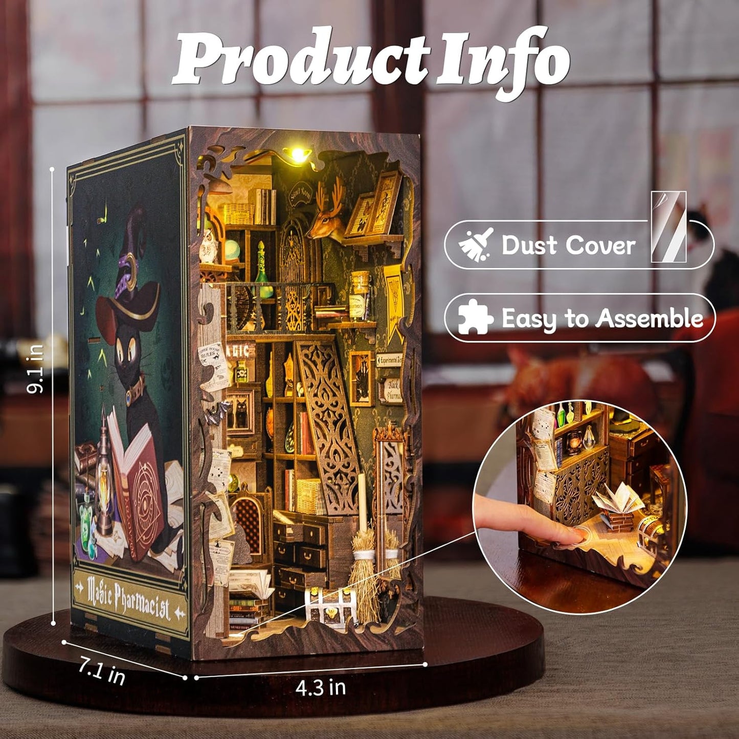 CUTEBEE Book Nook Kit, DIY Booknook Miniature House Tiny House 3D Wooden Puzzle Dollhouse Kit for Adults and Teens, Bookshelf Insert Decor, DIY Craft Gift Model Build