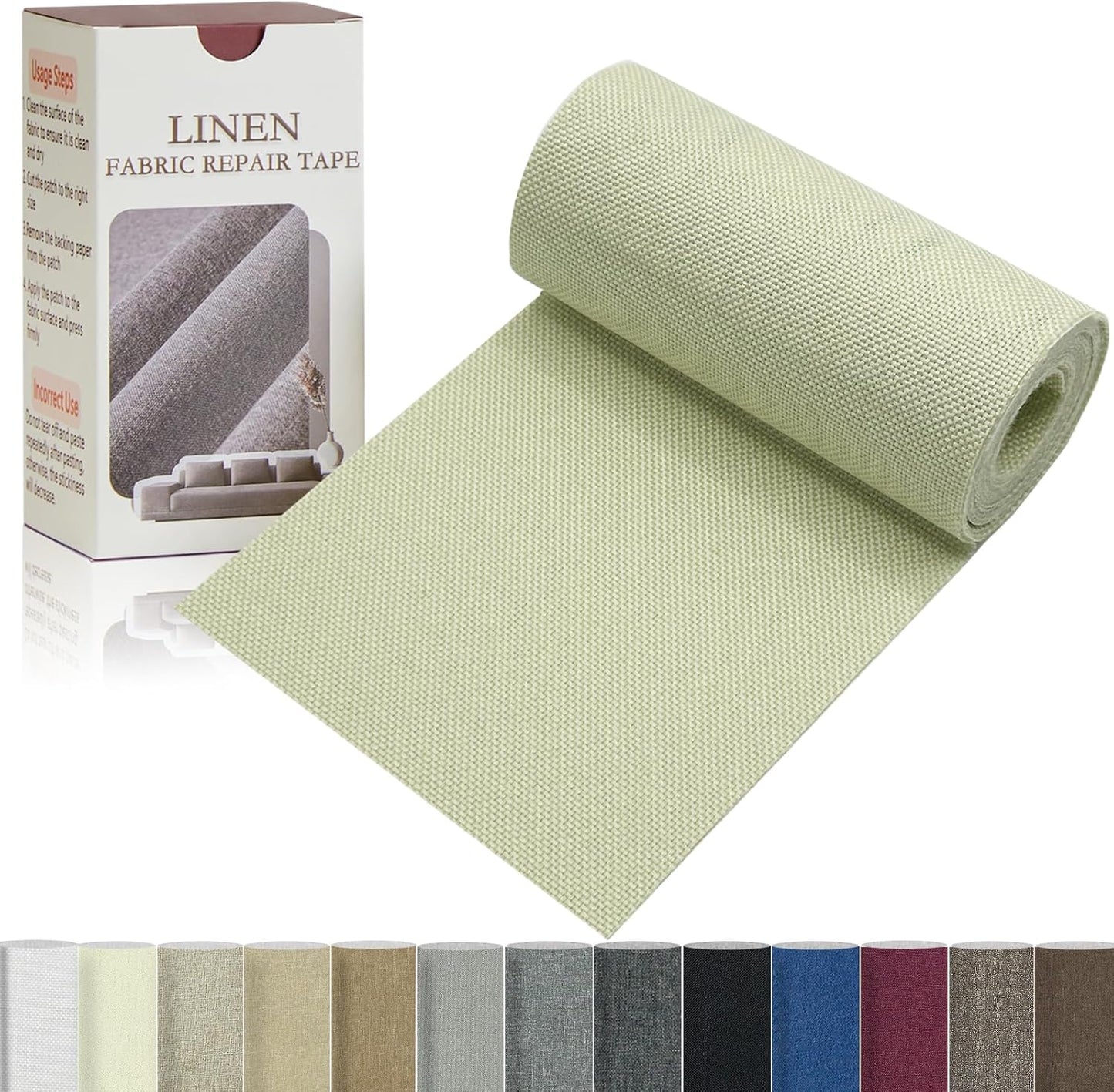 Linen Repair Tape 4x70 Inch Self-Adhesive Couch Patch Repair Fabric Patch for Furniture,Sofas,Cushion,Chairs,Bags,Linen Goods(Off-White)
