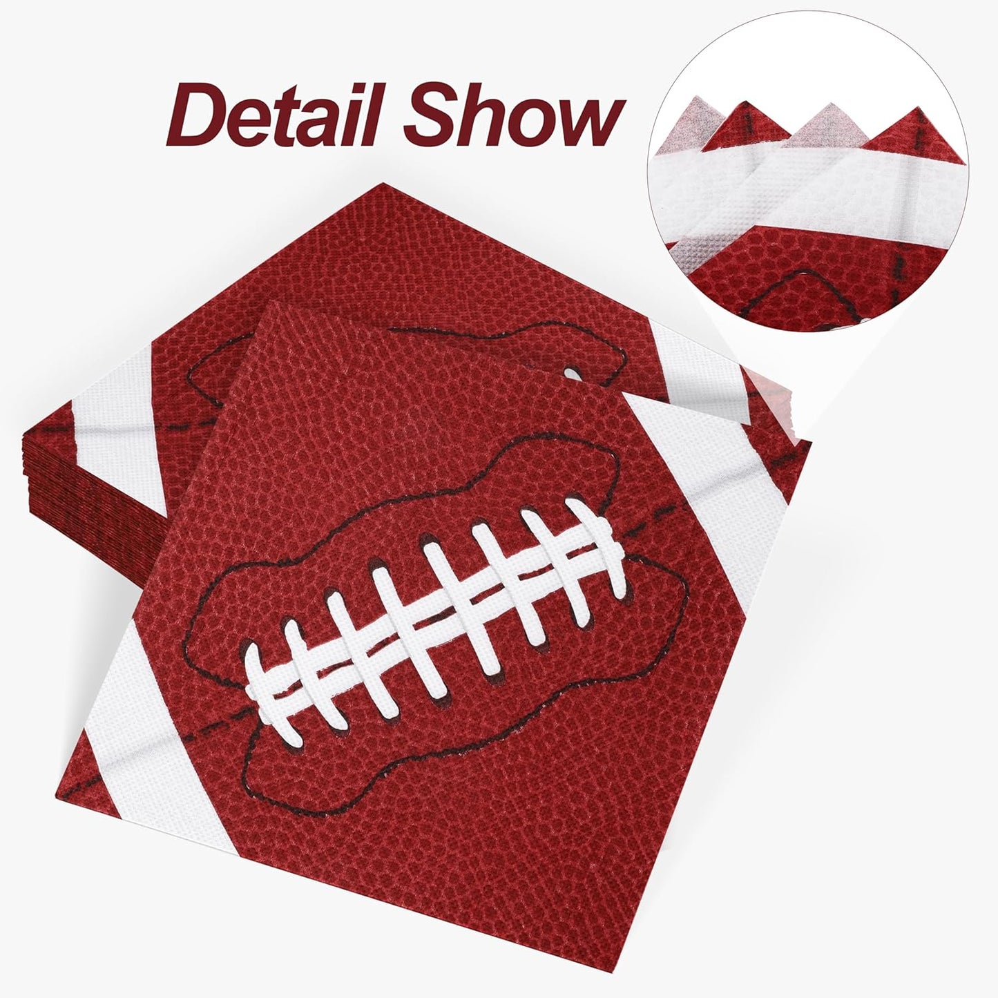 Aodaer 48 Pieces Football Paper Napkins Disposable Football Party Napkins Football Rugby Cocktail Dinner Napkins Set 13" x 13" Unfolded Football Tableware Napkins for Rugby Party Supplies