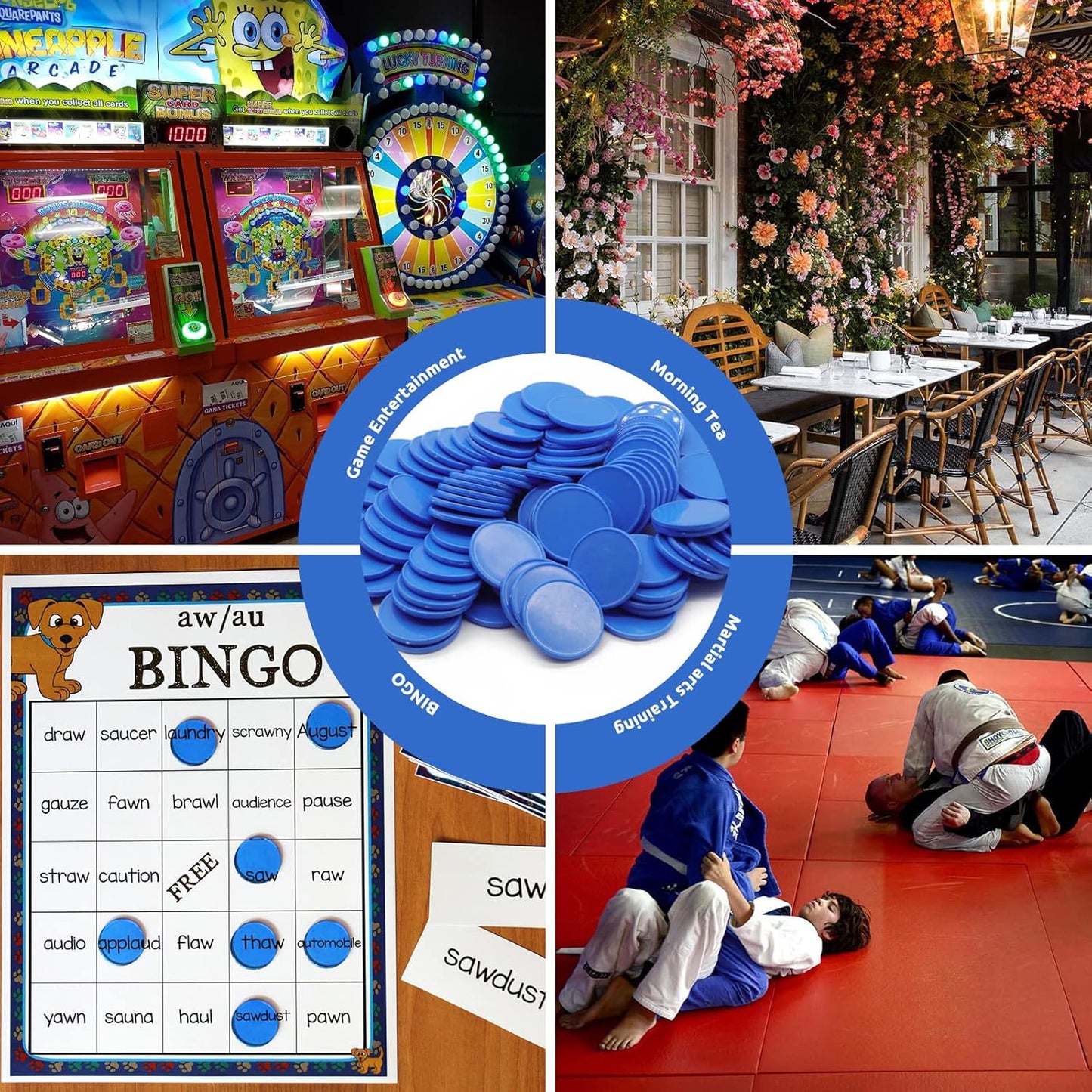 Set of 100 Opaque Plastic Learning Counters Mini Poker Chips Game Tokens with Storage Box (RoyalBlue, 1.26 Inch)