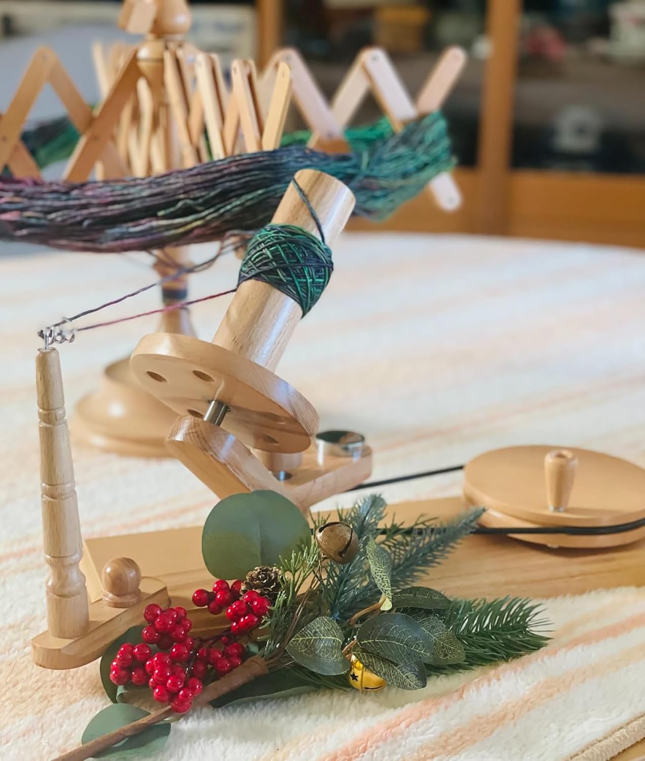 Large Handcrafted Wooden Yarn Winder & Swift – Breachwood Ball Winder for Crocheting, Knitting, Weaving – Heavy-Duty Yarn Winder for 8-12 oz Skeins